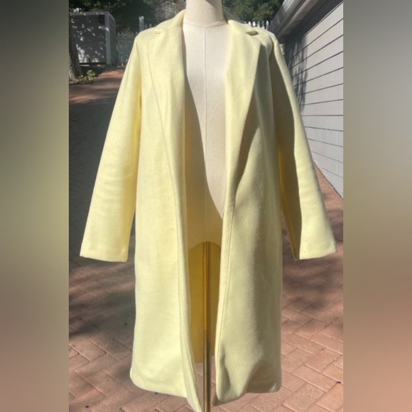 Small Zara Yellow Cream Open-Front Trench Coat - Picture 4 of 5